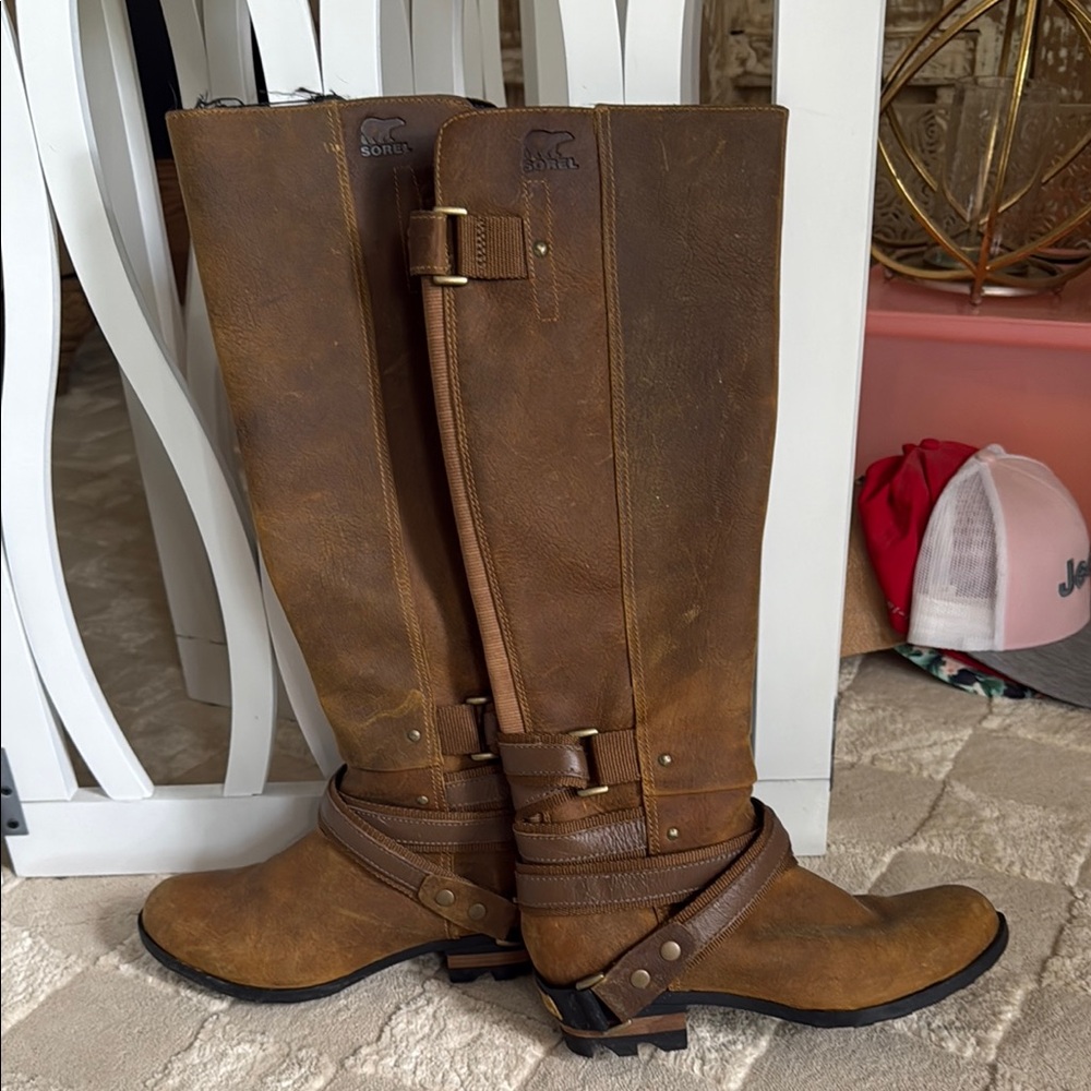 Sorel Chestnut Leather Tall Boots
